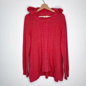 Anthropologie Moth Hooded Cable Knit Wool Sweater Size XL